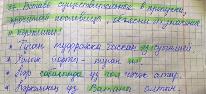 Упражнение 37: вставь существительные в пропуски, прочитай пословицы, объясни их значение и перепиши